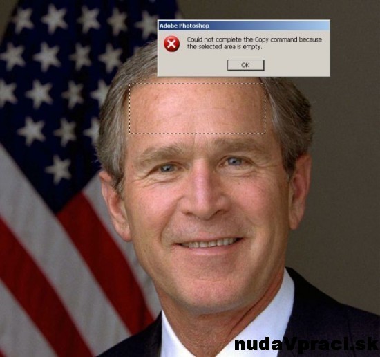Photoshop - vybrané miesto je prázdne
